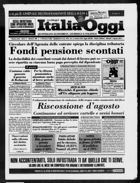 Italia oggi : quotidiano di economia finanza e politica